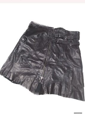 Nü by staff women sheepskin leather moto skirt 46